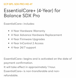 EssentialCare+ (4-Year) for Balance SDX Pro